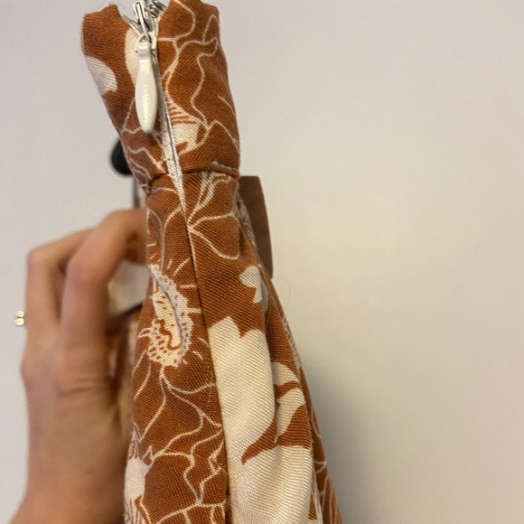 NWOT Brown and White Floral Midi Skirt with Pockets - Picture 6 of 12